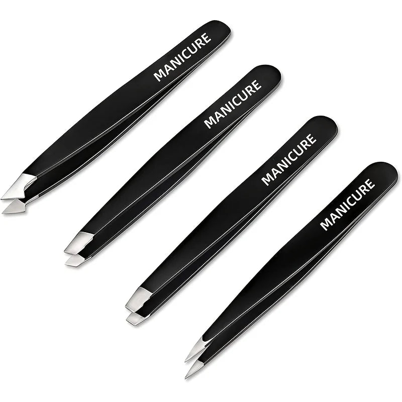 Ouriner 4-Piece Stainless Steel Eyebrow Tweezers Set Eyebrow Tweezers Set PLUSH