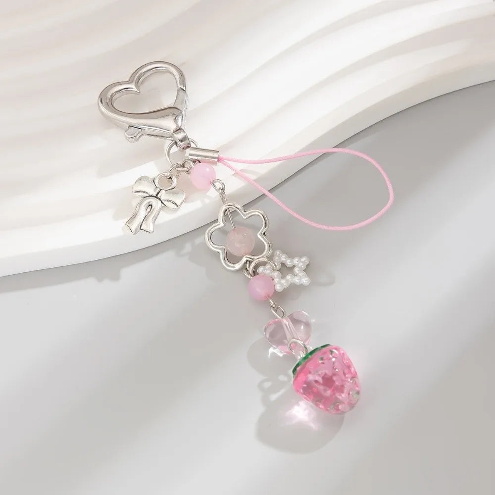 Strawberry Beaded Phone Chain Tassel Bag Charm Keychain Bag Charm Keychain PLUSH Style B