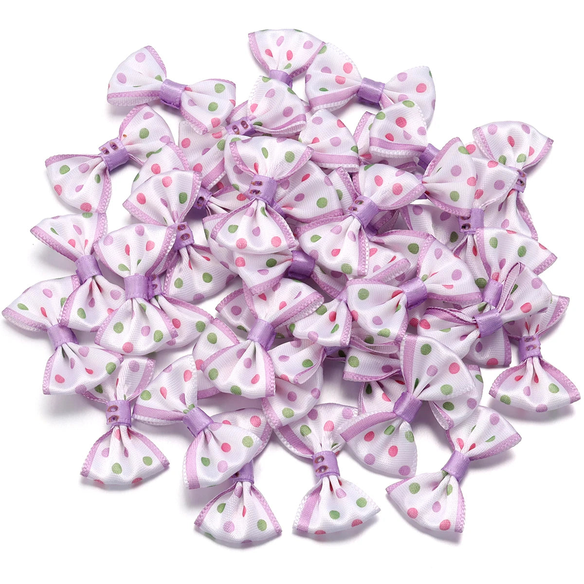30pcs Polka Dot Ribbon Bows – DIY Hair Accessories & Gift Wrap Ribbon Craft Bows PLUSH purple