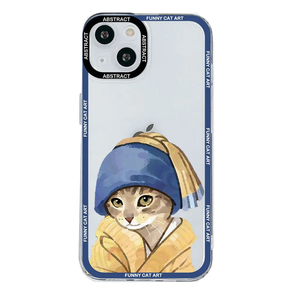Van Gogh Starry Night Cat Transparent iPhone Case – TPU Cover Phone Case PLUSH Style 3 For iPhone 12ProMax
