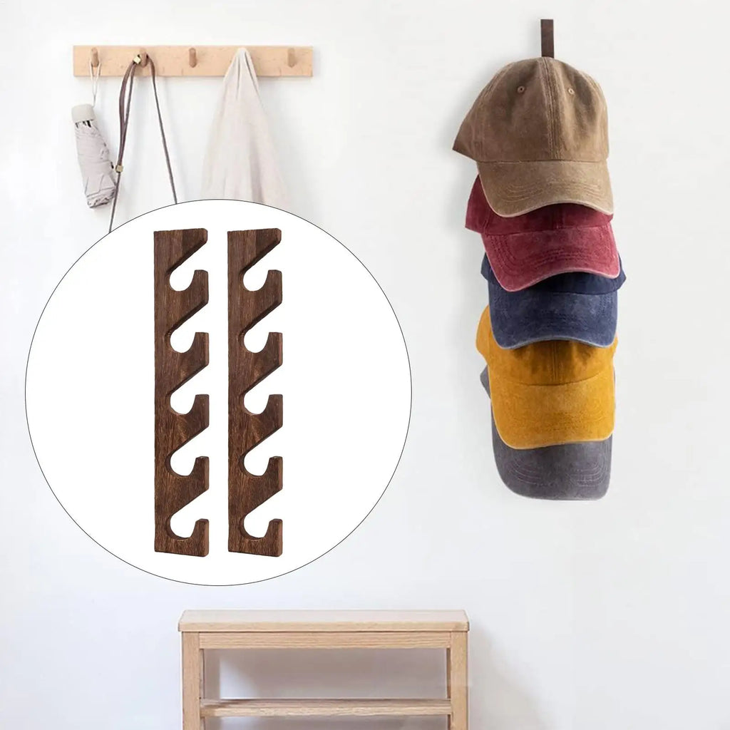 Wall Mounted Wooden Hat Rack – Baseball Cap Organizer 2-Pack Wall Hat Rack PLUSH