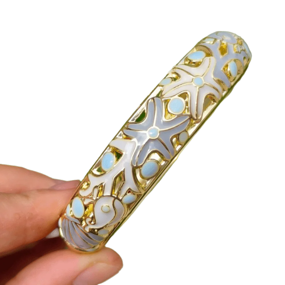 Starfish Cloisonné Enamel Bangle | Vintage Bohemian Women's Bracelet Enamel Bangle Bracelet PLUSH 5