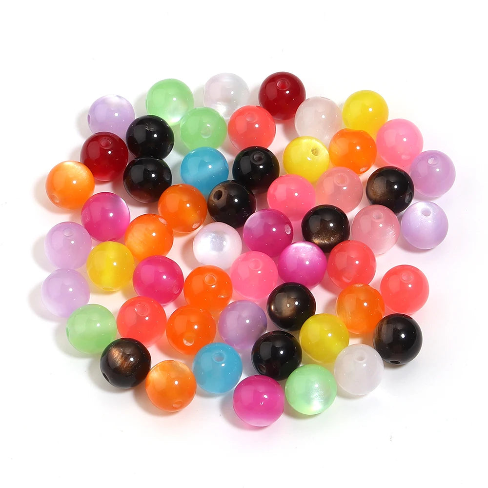 Resin Cat Eye Round Beads 6–12mm | DIY Jewelry 50–100pcs Resin Craft Beads PLUSH random mix 12mm 50pcs