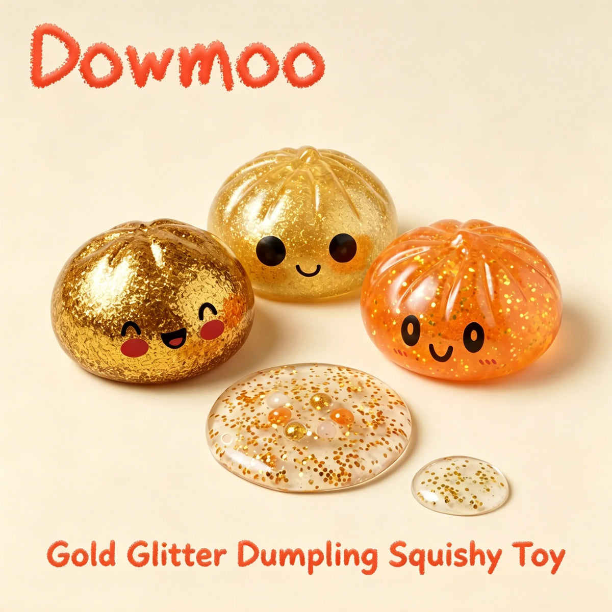 Gold Glitter Dumpling Squishy Toy – Slow Rising Fidget Toy Squishy Fidget Toy PLUSH