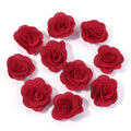 10pcs 4cm Fabric Rose Flowers for DIY Sewing, Headwear & Decor Fabric Flower Embellishments PLUSH red 4cm