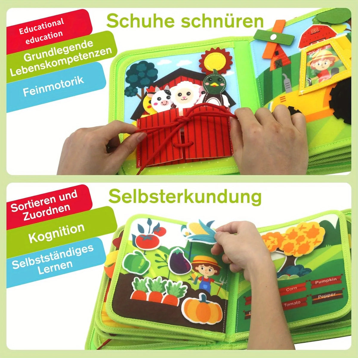Farm Felt Busy Book for Toddlers – Montessori Learning Ages 1–3 Felt Activity Book PLUSH