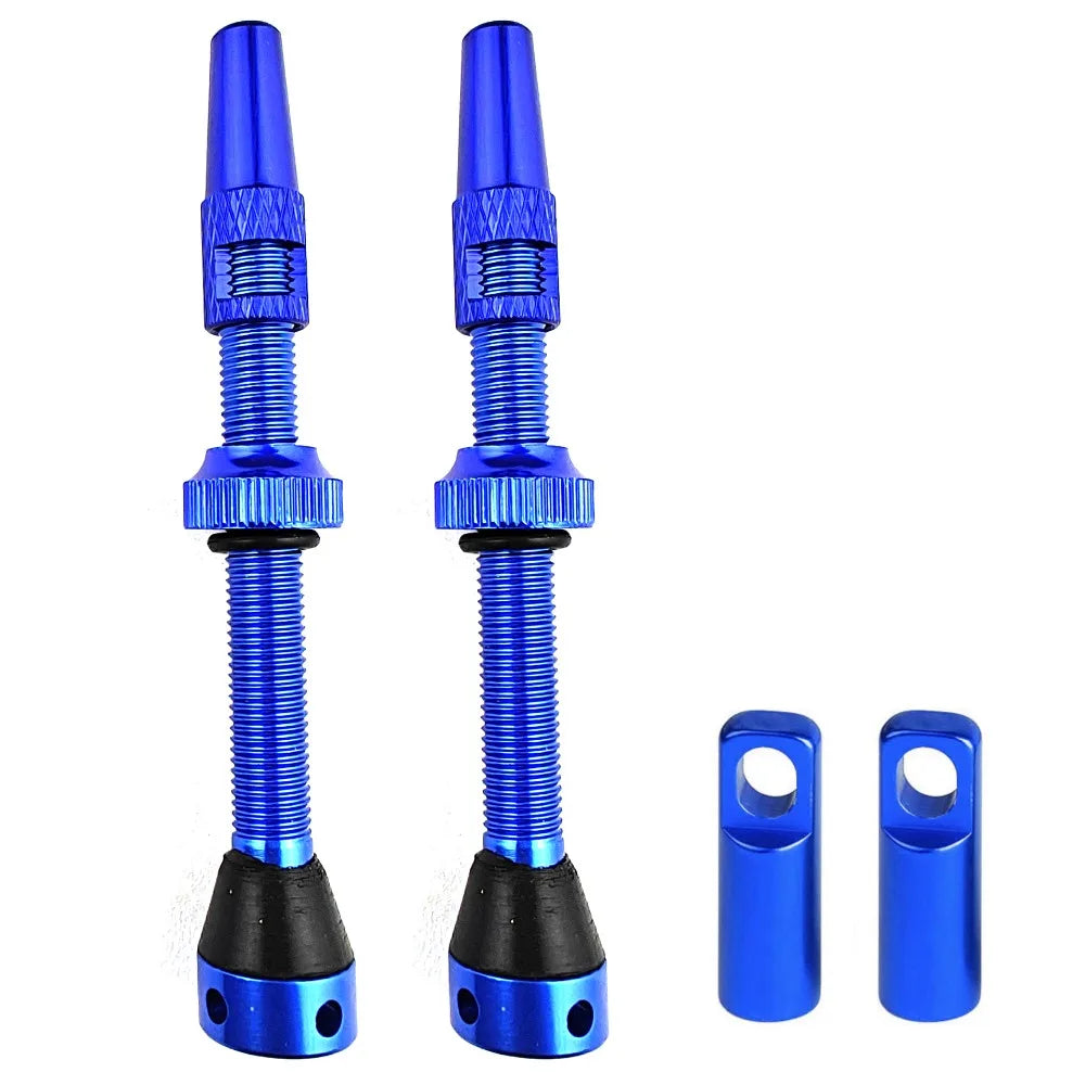 Tubeless Presta Valves 40/44/60mm – CNC Aluminum Bike 1 Pair Tubeless Bike Valve PLUSH Blue-60mm