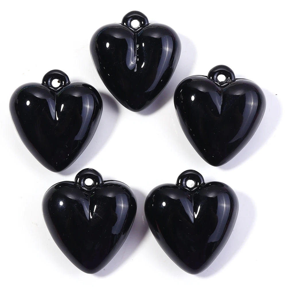5pcs Colorful Acrylic Heart Charms Pendants 32x35mm DIY Jewelry Jewelry Charms PLUSH Black
