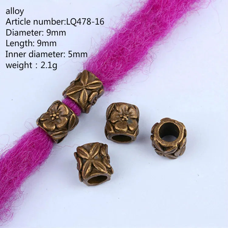 5pcs Silver Viking Dreadlock Hair Beads – Braid Cuffs & Clips Hair Bead Cuffs PLUSH 5pcs NO.24