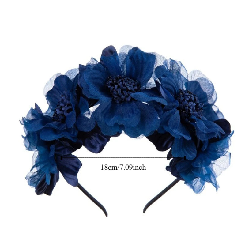 Mesh Curled Flower Bridal Headpiece – Wedding Hair Garland Bridal Hair Garland PLUSH