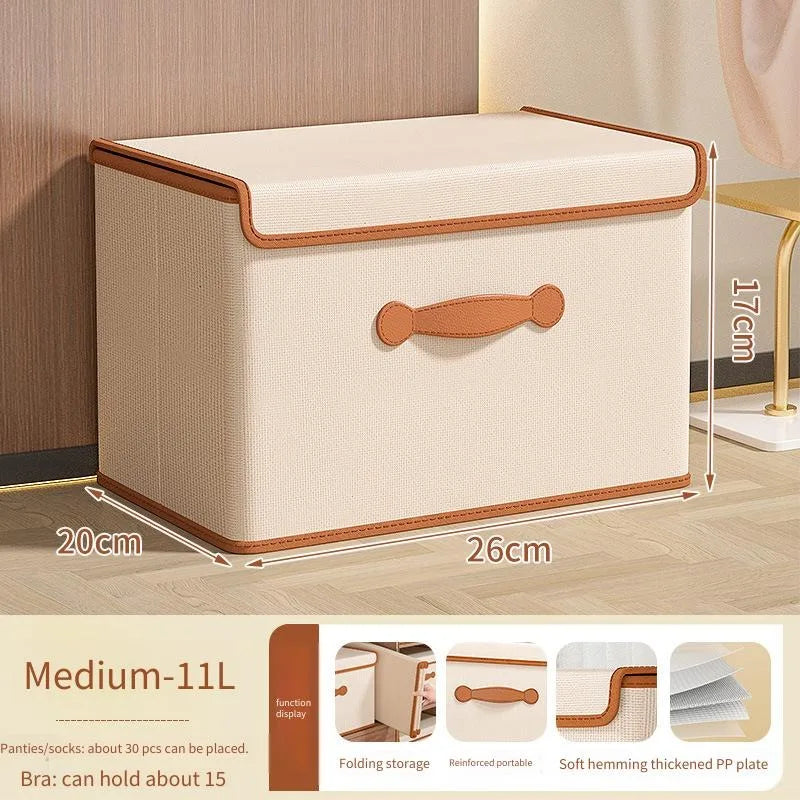 Oxford Fabric Covered Storage Box – Wardrobe Home Organizer Fabric Storage Box PLUSH Beige 20x26x17cm