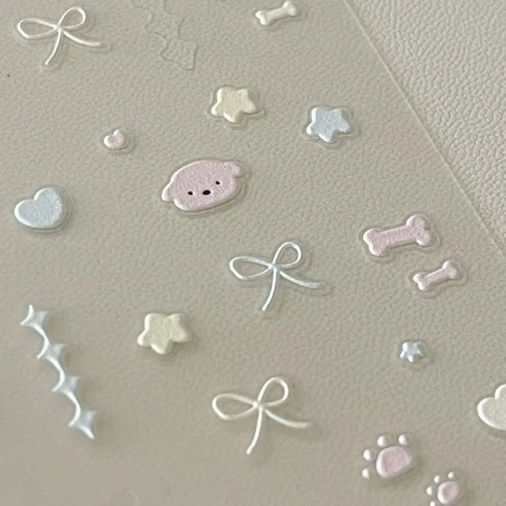 Puppy 3D Embossed Nail Stickers – Cute DIY Cartoon Decals Nail Art Stickers PLUSH