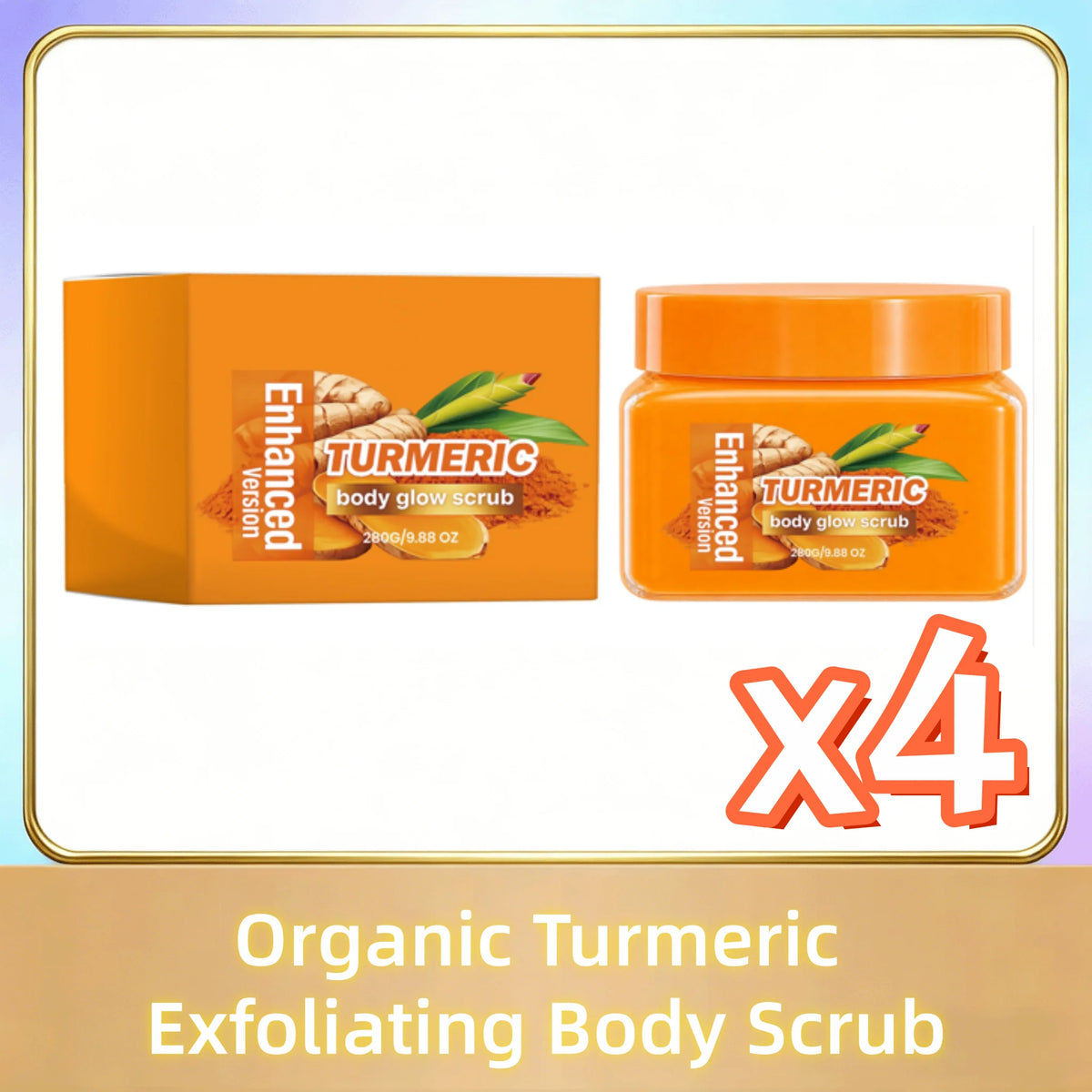 Organic Turmeric Exfoliating Body Scrub 280g – Brightening Body Scrub Cream PLUSH 280g boxed x 4