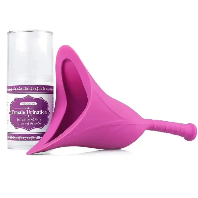 Silicone Female Urinal – Portable Standing Pee Funnel Travel Female Urination Device PLUSH 1PCS PINK
