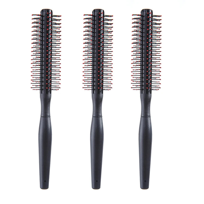 Professional Round Hair Brush – Anti-Static, Heat-Resistant Round Hair Brush PLUSH Black-3pcs