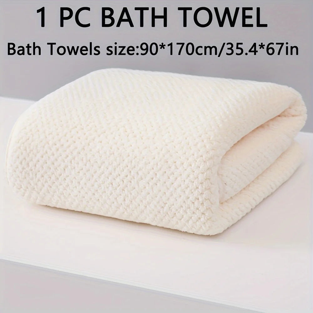 Oversized Pineapple Lattice Microfiber Bath Towel | Ultra Soft Microfiber Bath Towel PLUSH White