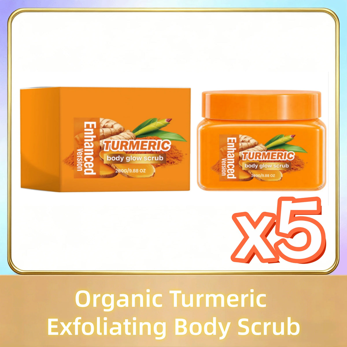 Organic Turmeric Exfoliating Body Scrub 280g – Brightening Body Scrub Cream PLUSH 280g boxed x 5