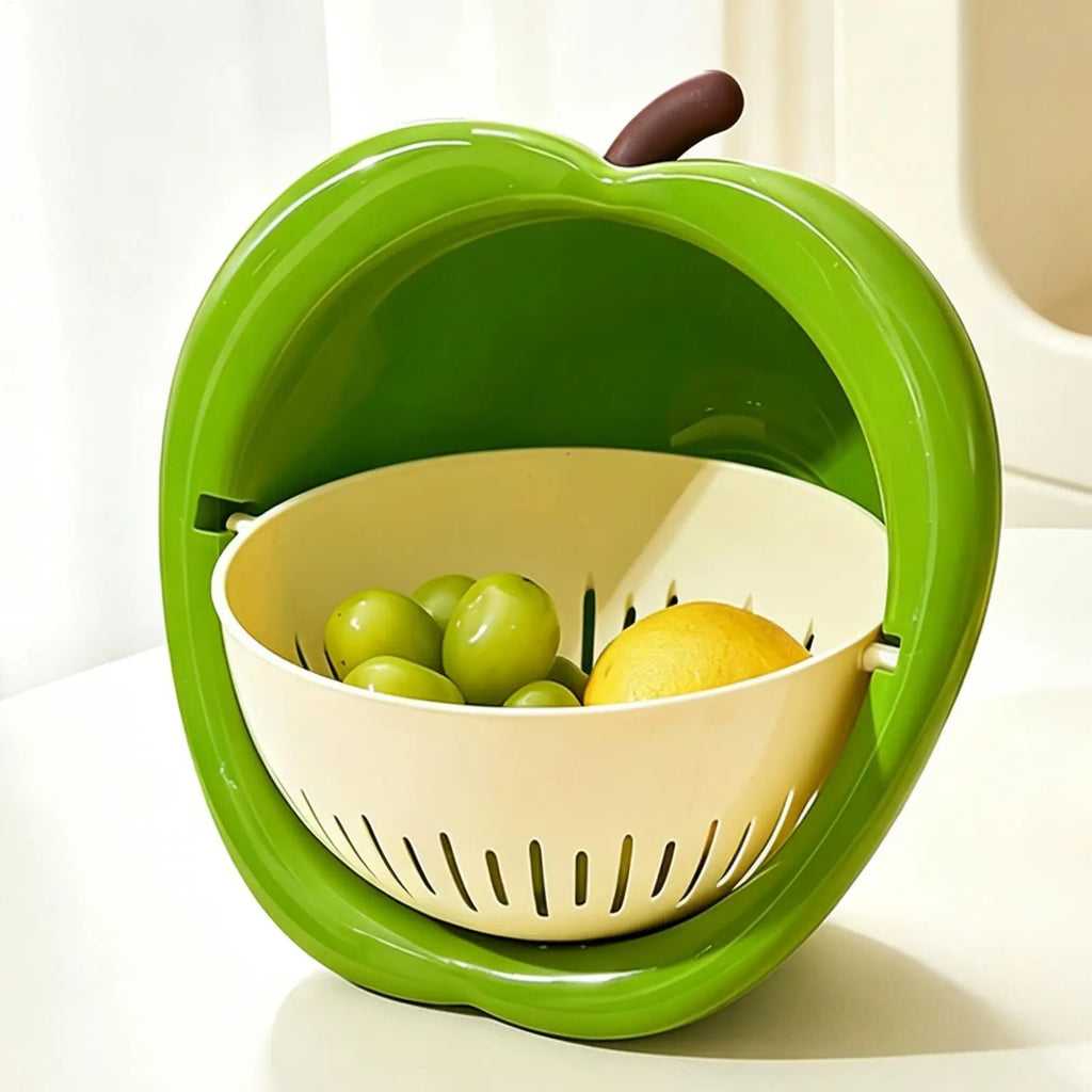 Double Layer Fruit & Vegetable Drain Basket with Handle Kitchen Drain Basket PLUSH