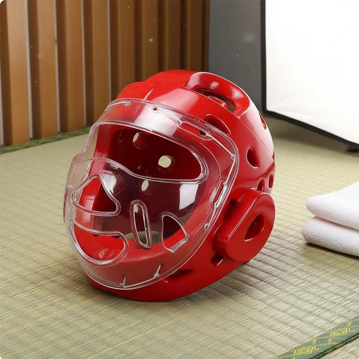 Ventilated Taekwondo Headgear with Face Guard for Kids Martial Arts Headgear PLUSH