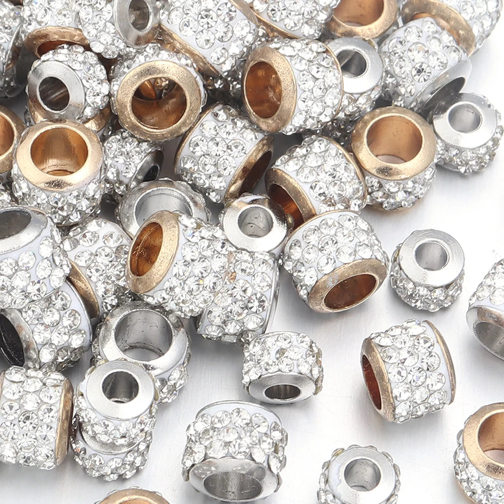20pcs Shambhala Rhinestone Crystal Beads – Big Hole DIY Jewelry Crystal Spacer Beads PLUSH