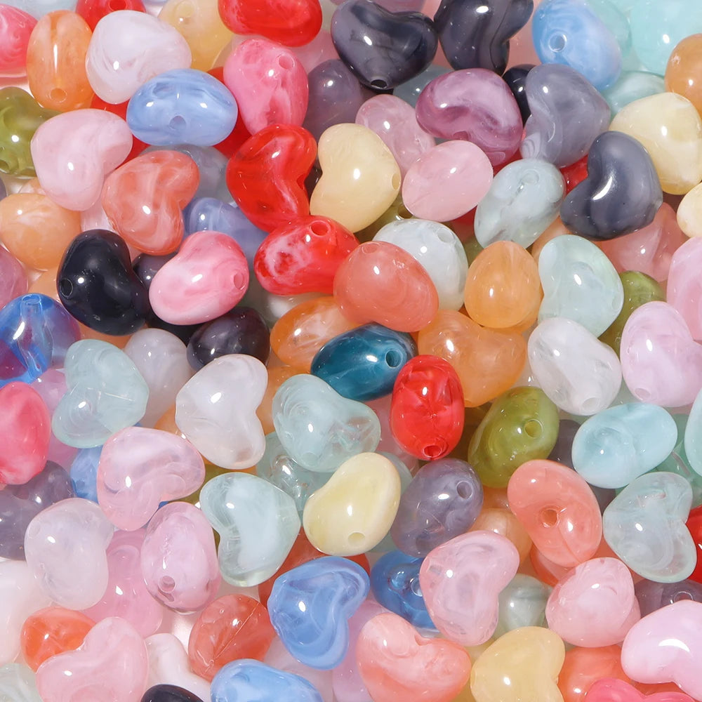 50pcs Two-Tone Heart Acrylic Spacer Beads – DIY Jewelry Acrylic Spacer Beads PLUSH