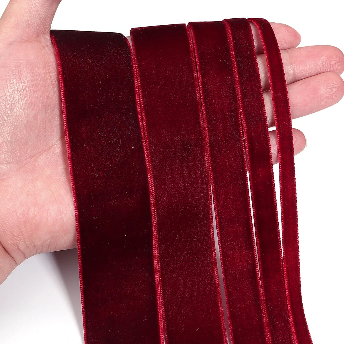 Velvet Ribbon Roll Black & Wine Red 5-10 Yds – DIY Crafts Velvet Craft Ribbon PLUSH