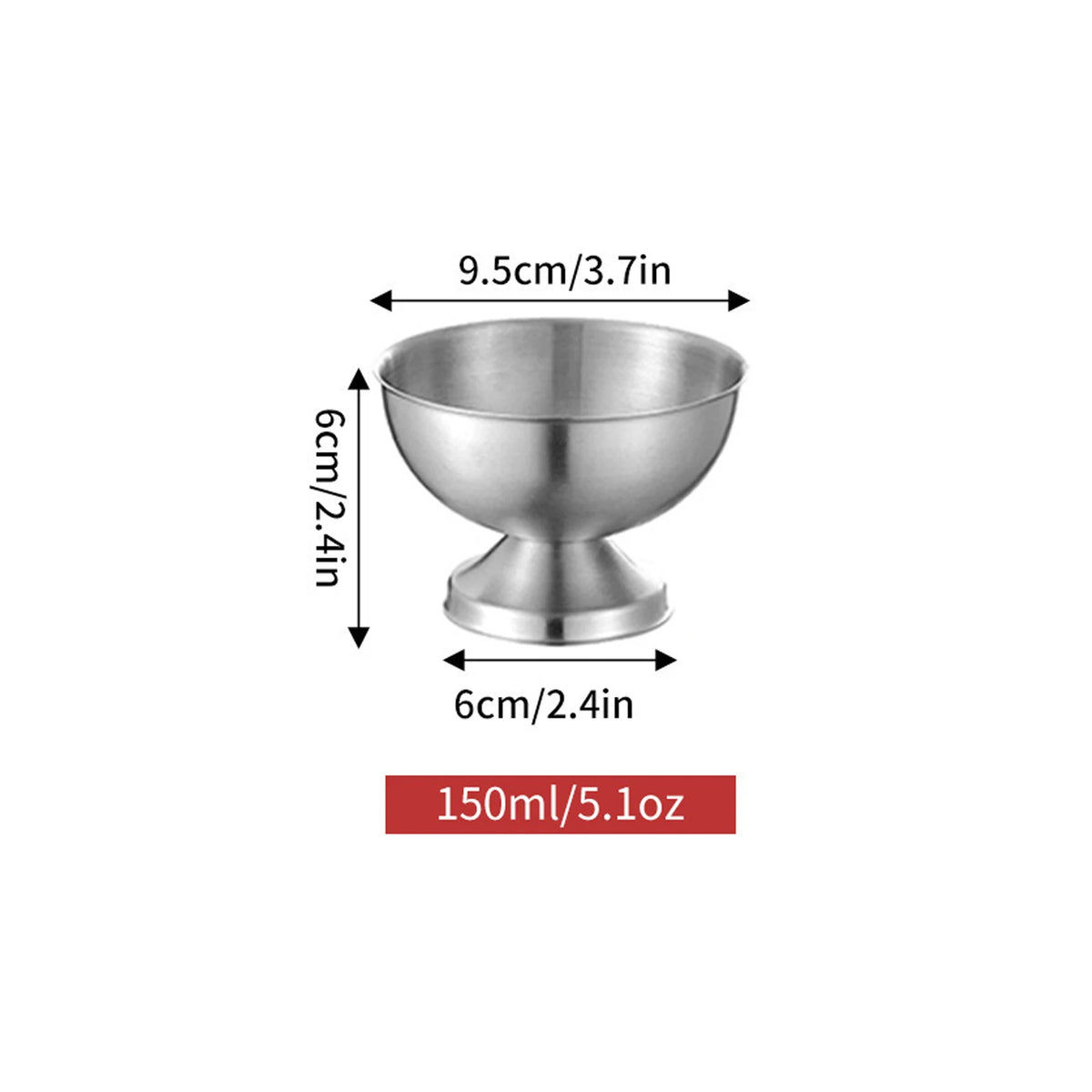Stainless Steel Dessert Cup – Shatterproof Glossy Stemware Dessert Stemware Cup PLUSH E Silver