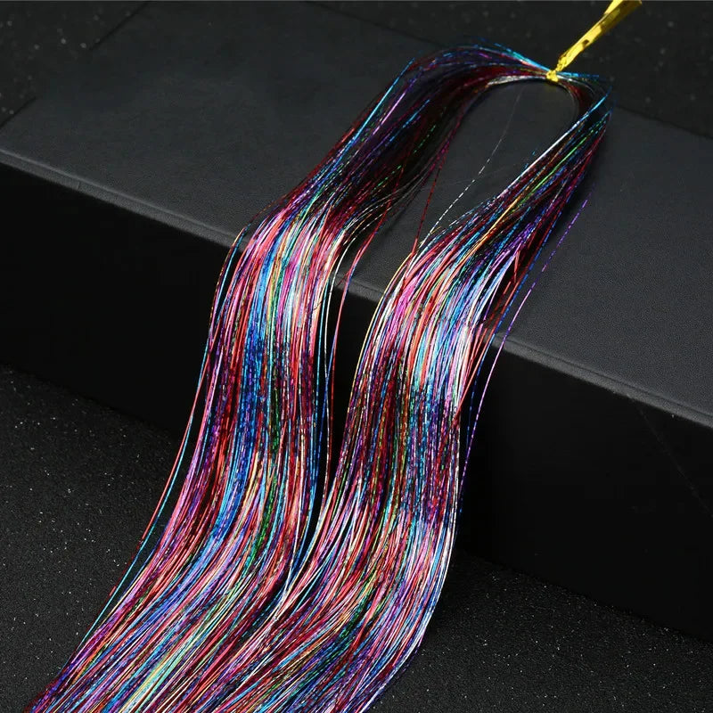 Sparkle Hair Tinsel Extensions 100cm – Colorful Braiding Dazzles Hair Tinsel Extension PLUSH NO.10