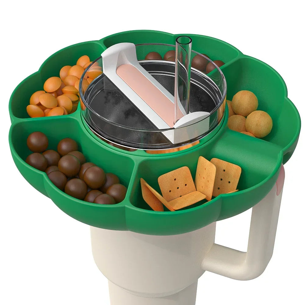 Silicone Snack Tray for Stanley 40 oz Cup – Divided Platter Divided Snack Tray PLUSH Green