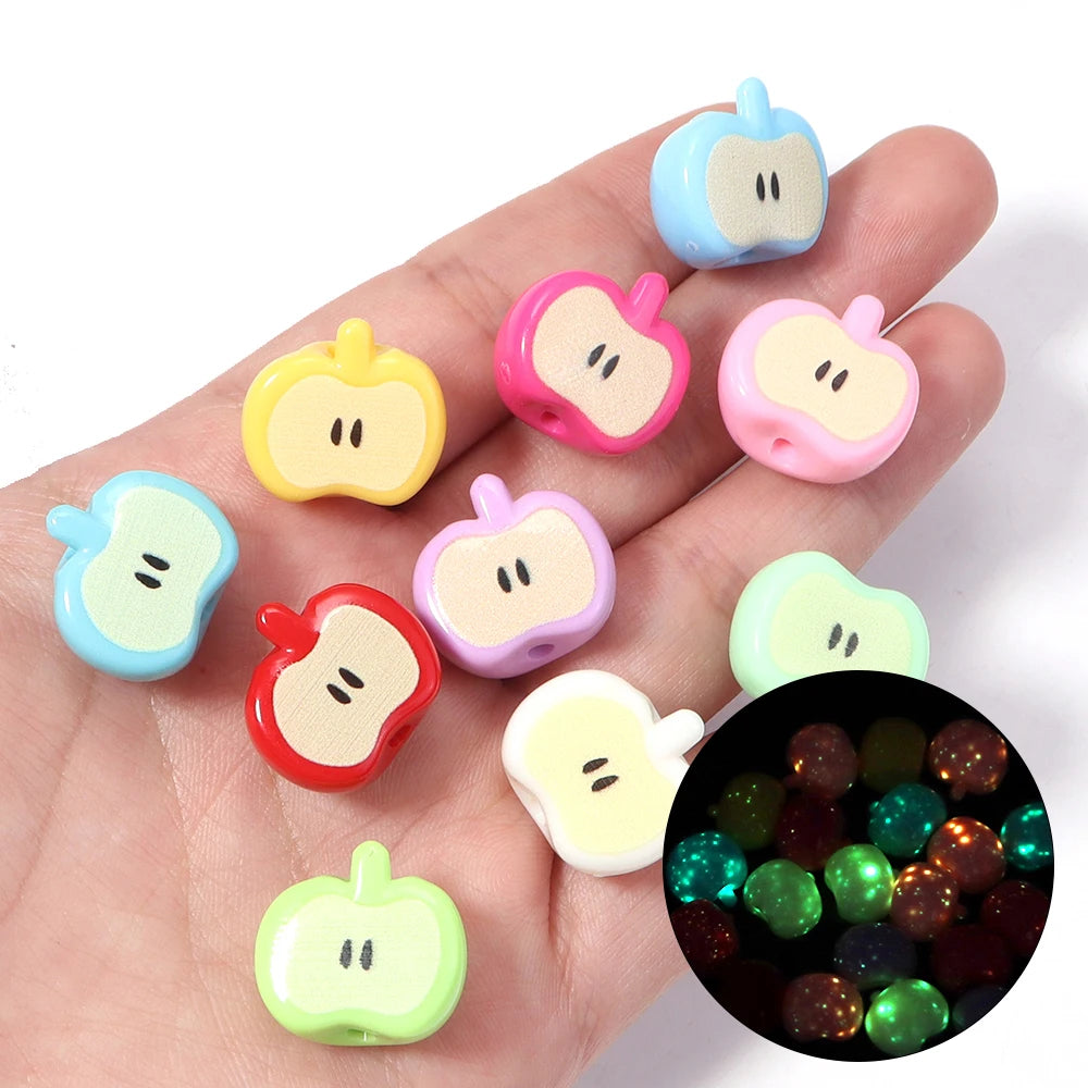 10pcs Half Apple Acrylic Spacer Beads – Colorful DIY Jewelry Acrylic Spacer Beads PLUSH