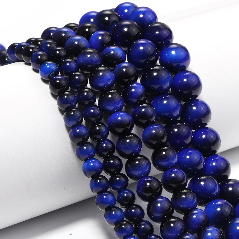 Royal Blue Tiger Eye Glass Spacer Beads 6/8/10mm – DIY Jewelry Glass Spacer Beads PLUSH