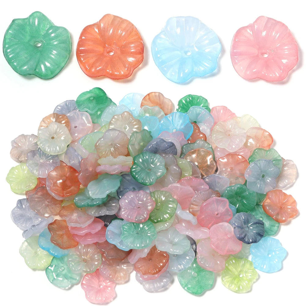 100pcs 16mm Lotus Leaf Acrylic Spacer Beads – DIY Jewelry Acrylic Spacer Beads PLUSH