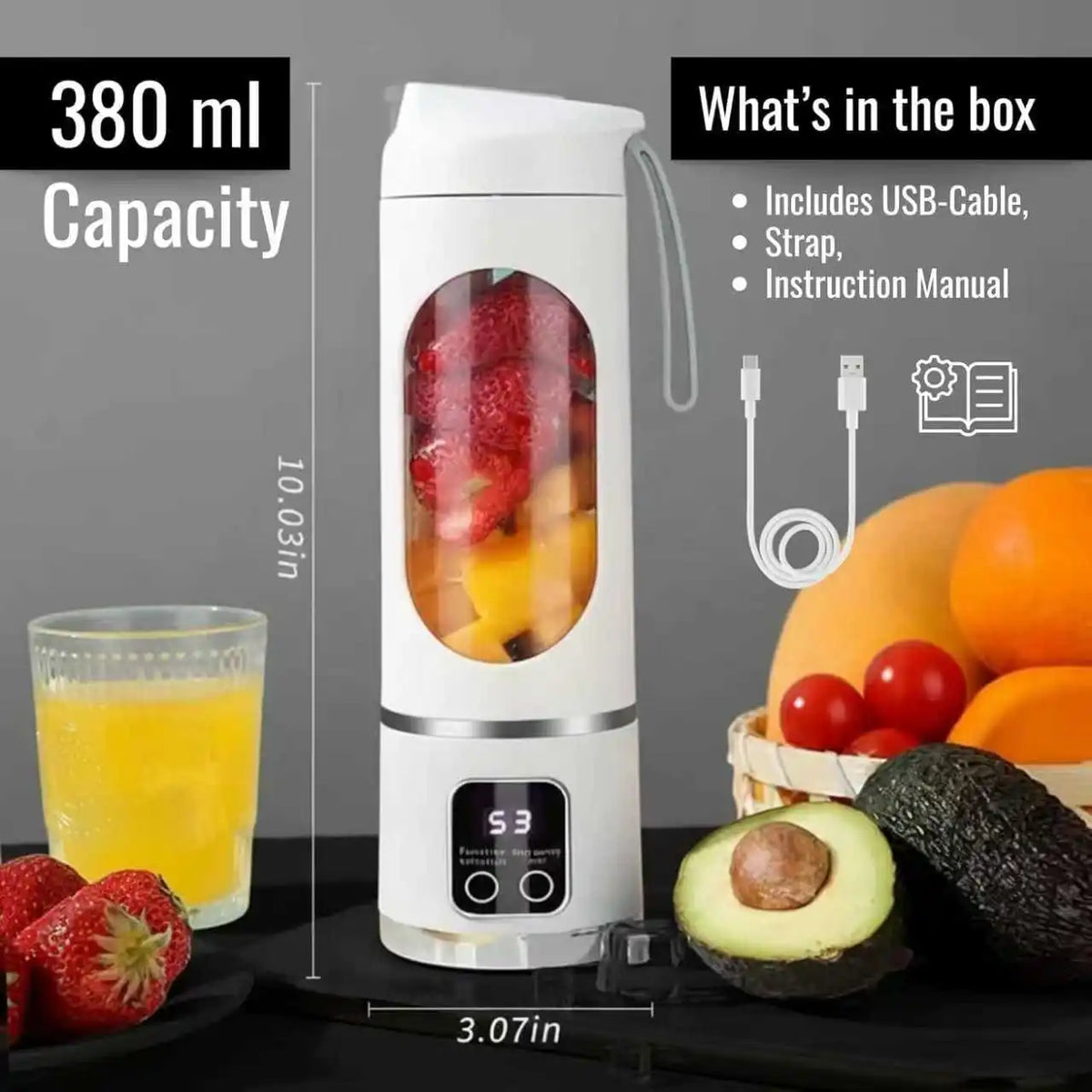 Portable USB Rechargeable Blender 450ml – 10 Blade Juicer Cup Portable Blender PLUSH