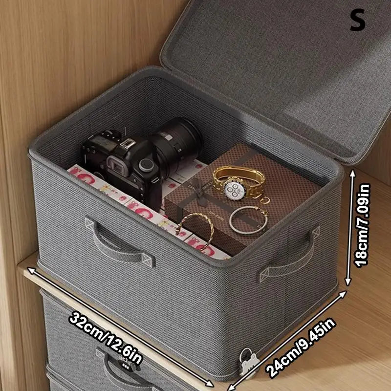 Large Foldable Fabric Storage Box with Password Lock – Grey Lockable Storage Box PLUSH S Gray