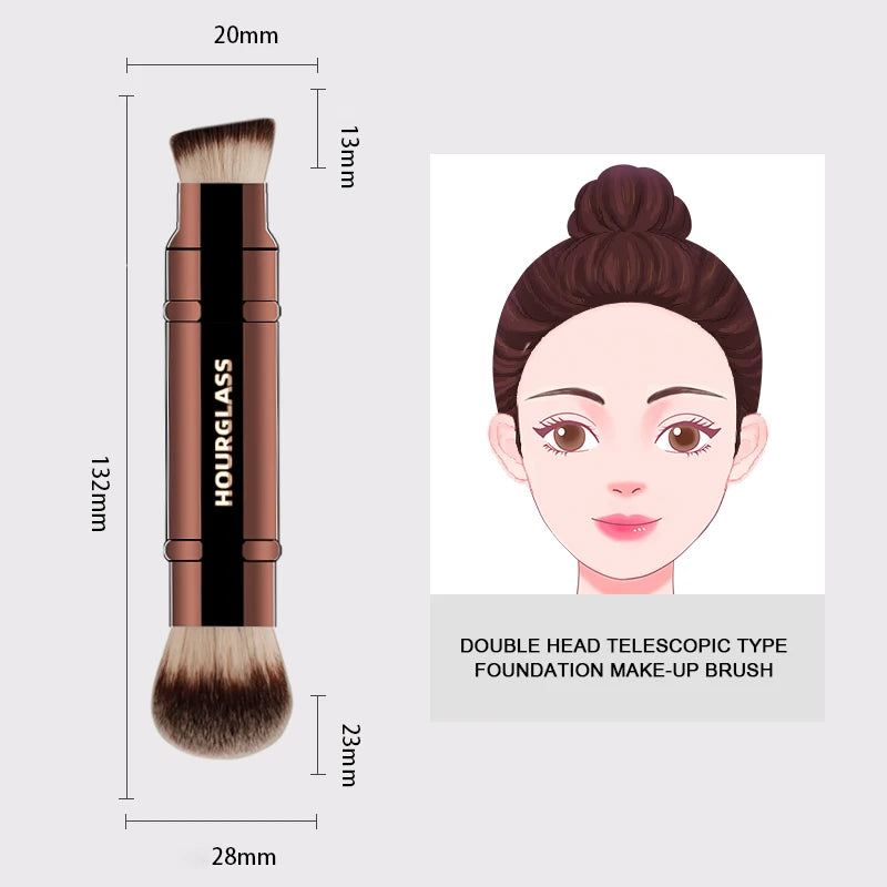 Hourglass Double-Ended Makeup Brush – Foundation & Powder Makeup Brush PLUSH