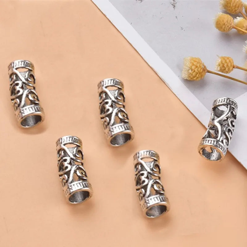 5pcs Metal Dreadlock Bead Cuffs Hair Braid Rings 3D Charms