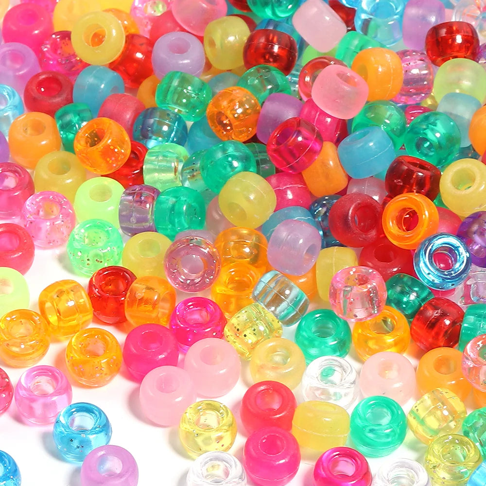 200pcs Glitter Big Hole Acrylic Pony Beads – DIY Jewelry Making Acrylic Pony Beads PLUSH