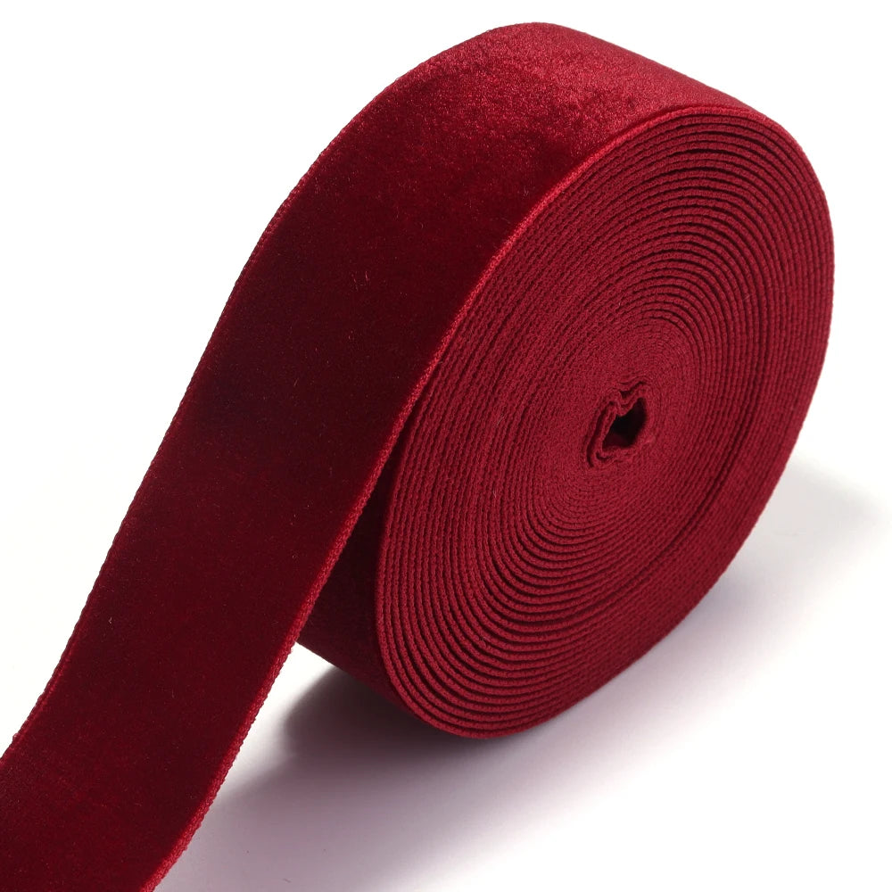 Single Face Velvet Ribbon 1.5" Black Wine Red – 5-10 Yds/Roll Velvet Craft Ribbon PLUSH WR25mm x 5yards 1roll