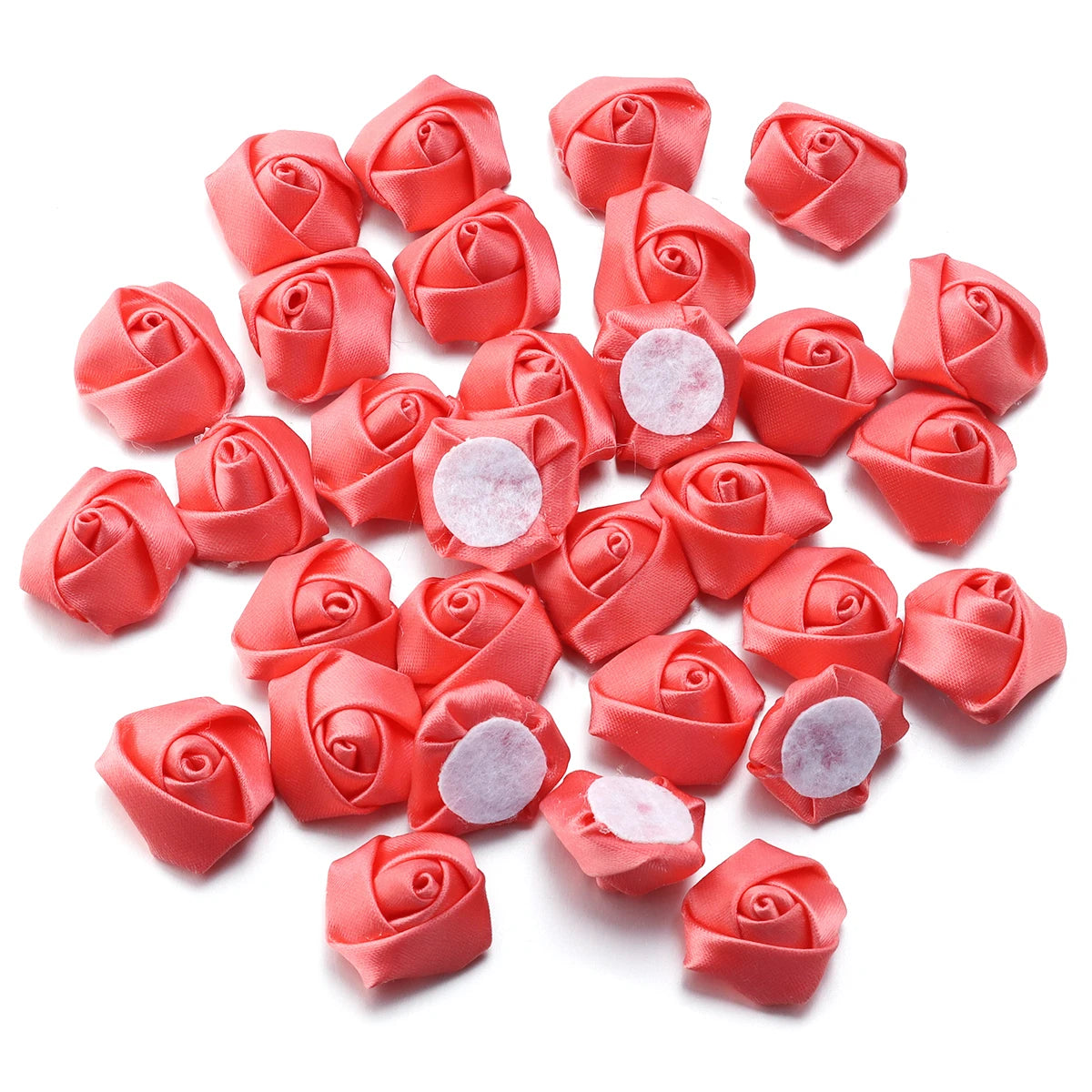 20pcs Mini Ribbon Rose Rosettes for DIY Hair Accessories & Crafts Hair Accessory Embellishments PLUSH Light Red 3.5-4cm