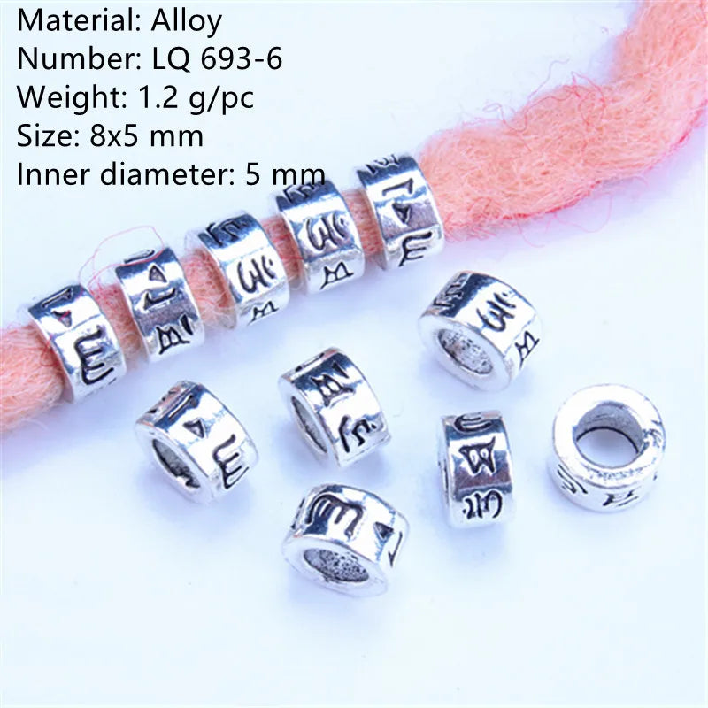 5pcs Silver Viking Dreadlock Hair Beads – Braid Cuffs & Clips