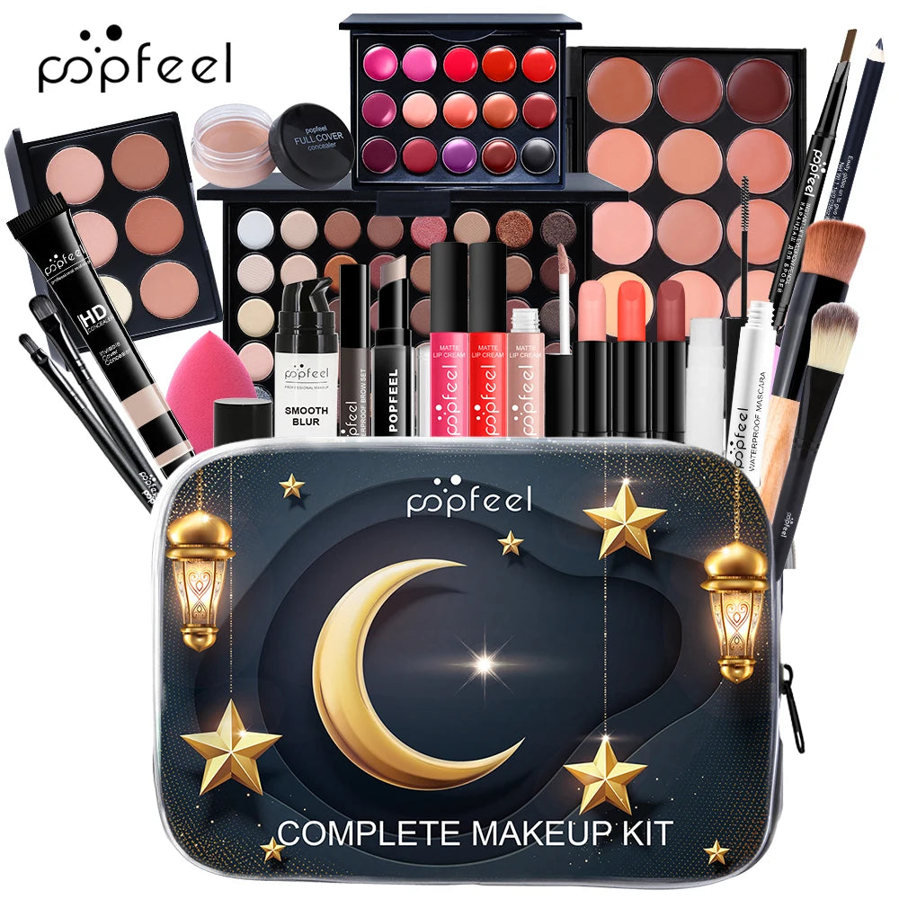 POPFEEL 24-Piece Festival Makeup Set – Complete Cosmetic Kit Makeup Gift Set PLUSH KIT003Q