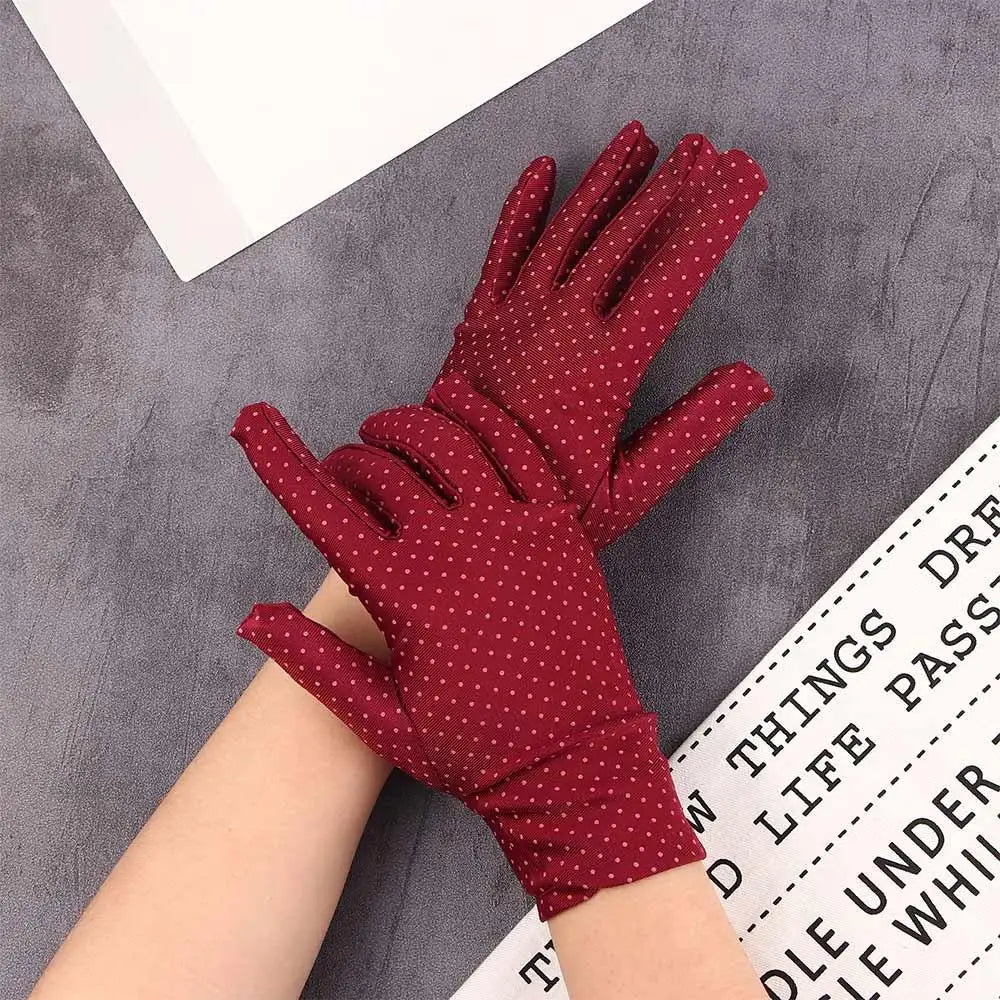Women's Anti-UV Spandex Driving Gloves – Dot Sunscreen Driving Gloves PLUSH