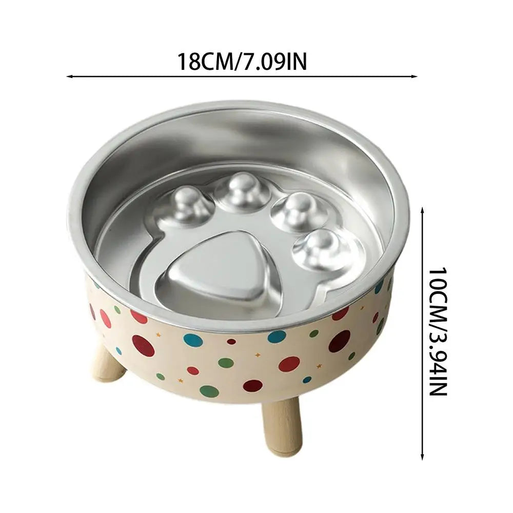 Elevated Stainless Steel Slow Feeder Bowl – Cats & Dogs Elevated Pet Bowl PLUSH A