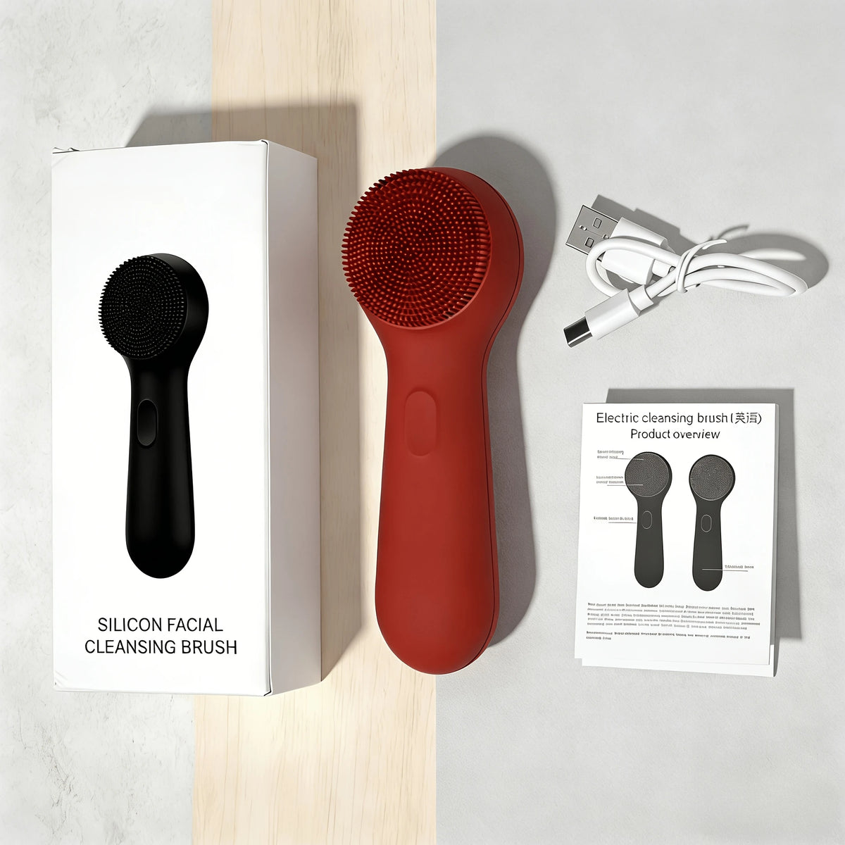 Sonic Silicone Facial Cleansing Brush – USB Rechargeable Facial Cleansing Brush PLUSH Brown