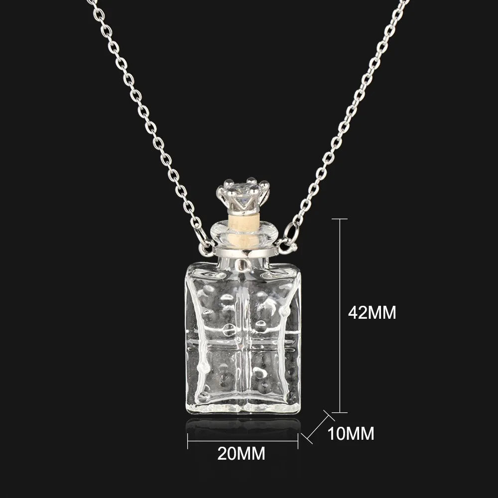 Water Drop Glaze Vial Pendant Necklace | Heart Mini Bottle Pendant Necklace PLUSH square