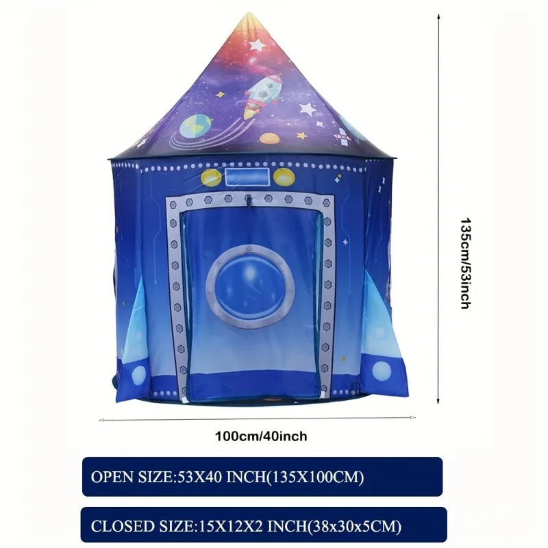 Kids Space Rocket Play Tent with Star Lights – Boys & Girls Kids Play Tent PLUSH
