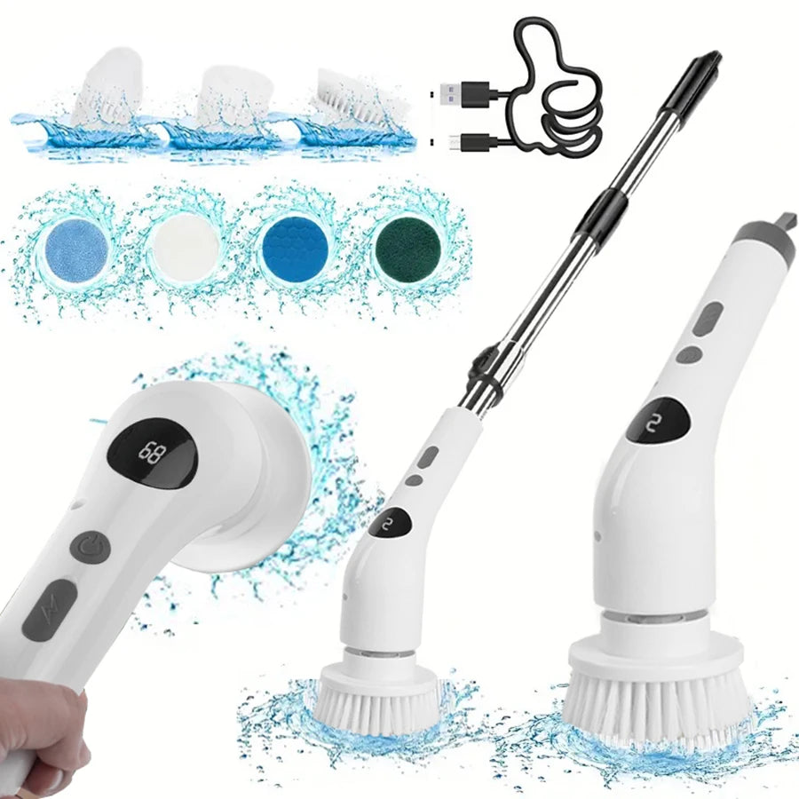 Electric Rotating Cleaning Brush – Wireless Tile & Bathtub Scrubber Electric Cleaning Brush PLUSH