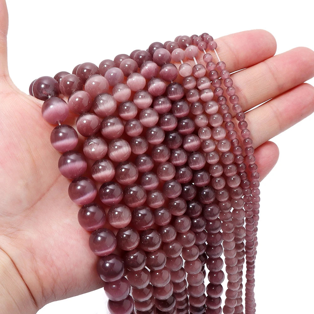 Purple Cat's Eye Stone Beads – Round Spacer Beads for Jewelry Stone Spacer Beads PLUSH
