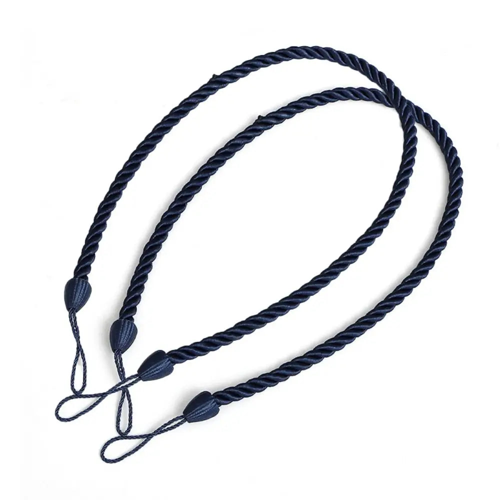 Woven Curtain Tiebacks 2-Pack – Twisted Rope Tie Straps Curtain Tiebacks PLUSH Navy Blue