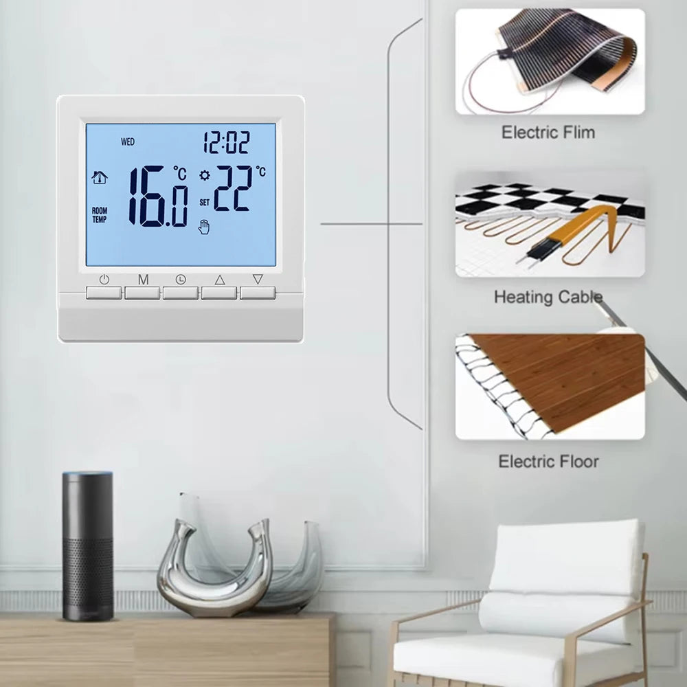 Smart Programmable Thermostat – Gas Boiler & Floor Heating Programmable Thermostat PLUSH